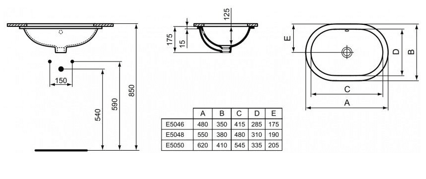 E505001 Connect вграден мијалник 62х41 thumb 2