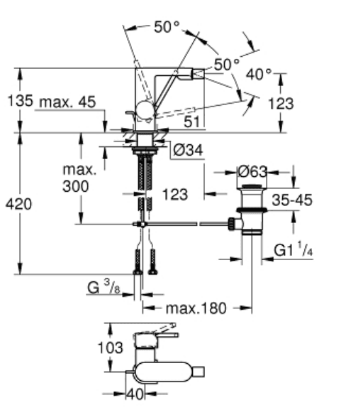 33241003 Grohe Plus чешма за биде thumb 2