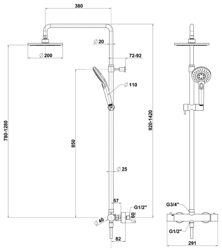 447 Fresh термостатски туш систем thumb 2